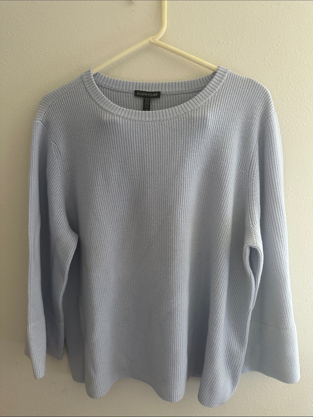 Eileen Fisher Pale Blue Ribbed Crewneck Sweater